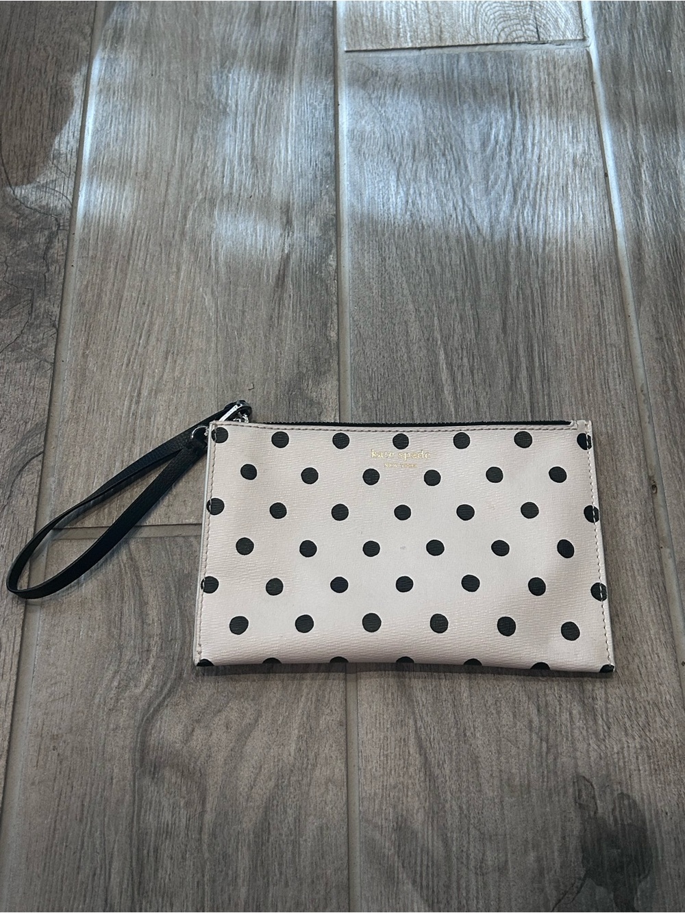 kate spade Cream and Black Polka Dot Wristlet
